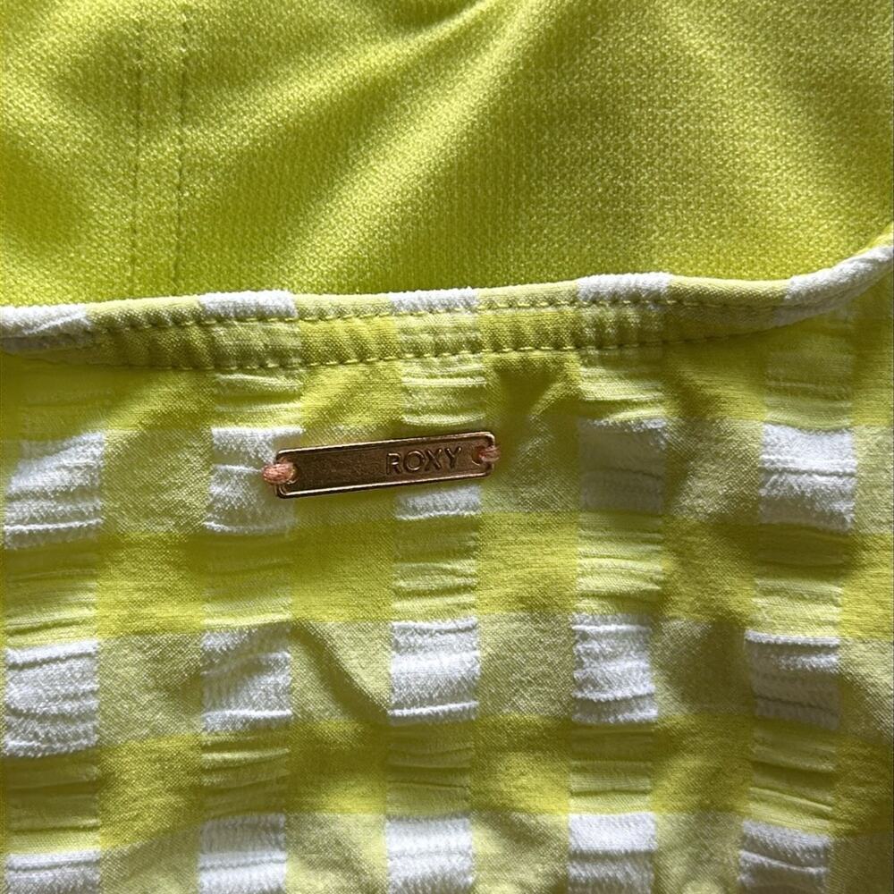 Roxy Beautiful Sun Bralette Bikini Top Yellow & White Gingham Large - Picture 5 of 5